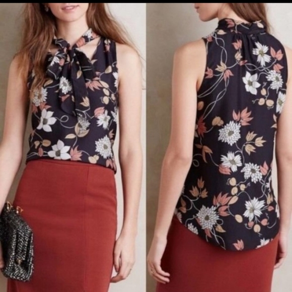 Maeve Tops - NWT! Maeve (Anthro) Silk Necktie Sleeveless Blouse
